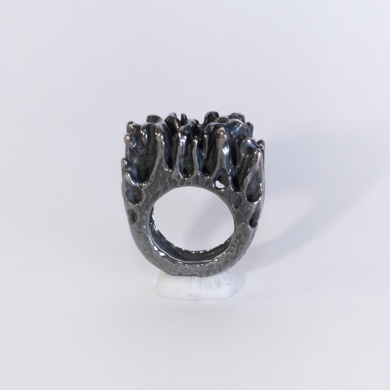 "Reef" Silver ring with black finish that looks like coral reef